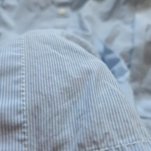 Gap Boyfriend Fit Blue Pinstripe Band Collar Shirt XS - Picture 2 of 7